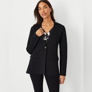 Ann Taylor Black Sweater Cardigan-Style Blazer Size Medium